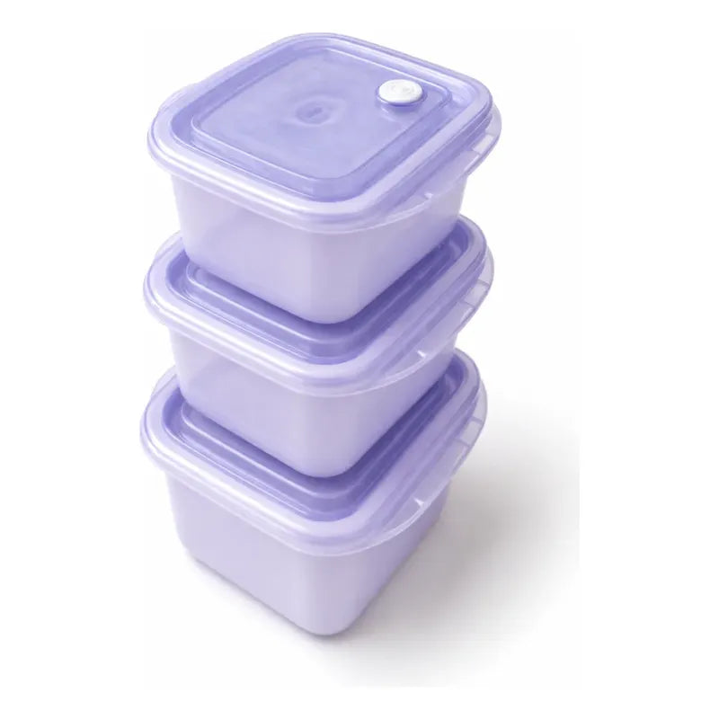 Set 3 Contenedores Hermeticos Taper Tupper Plastico 700ml Lila