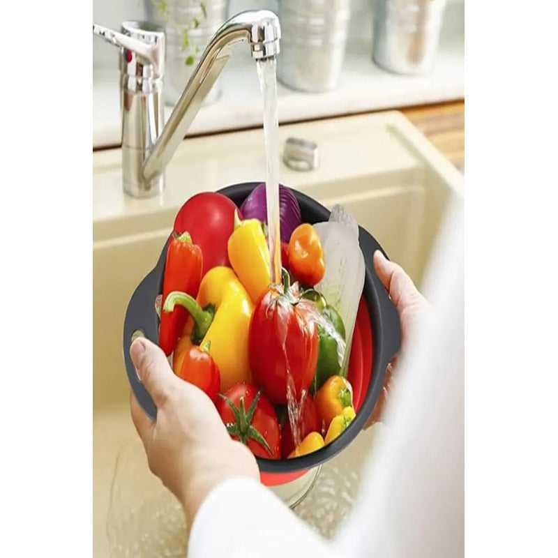 Colador Retráctil De Silicona Plegable Alimento Redondo