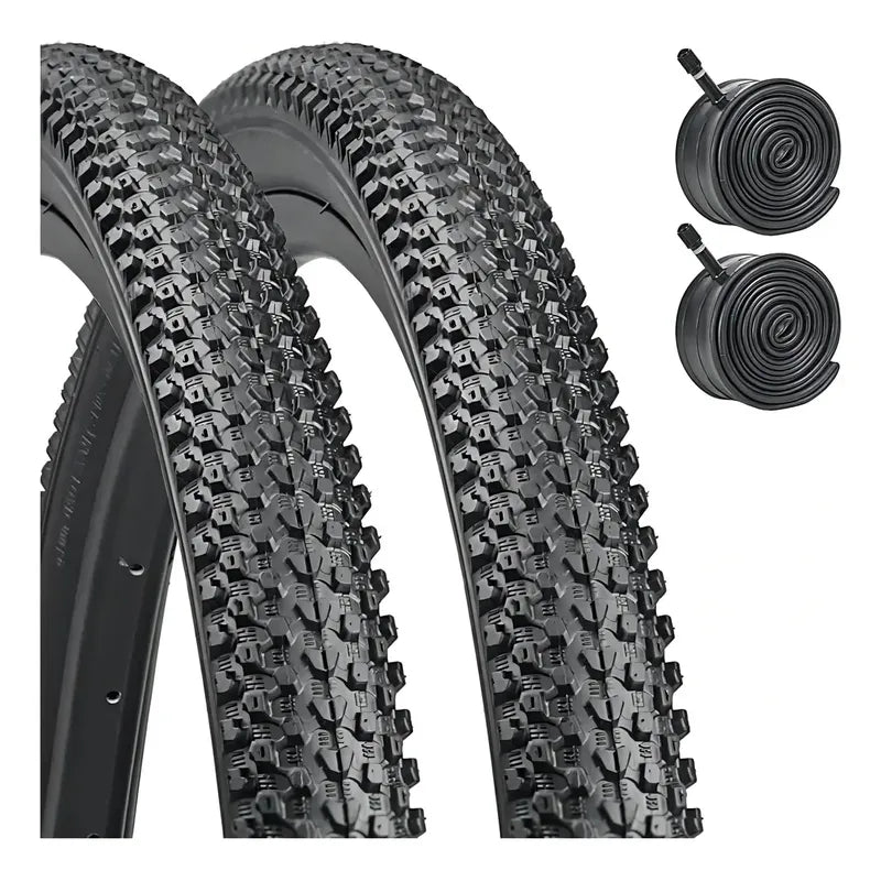 Pack Neumáticos Y Cámaras Para Bicicleta De Aro 26 X 2.125 Negro