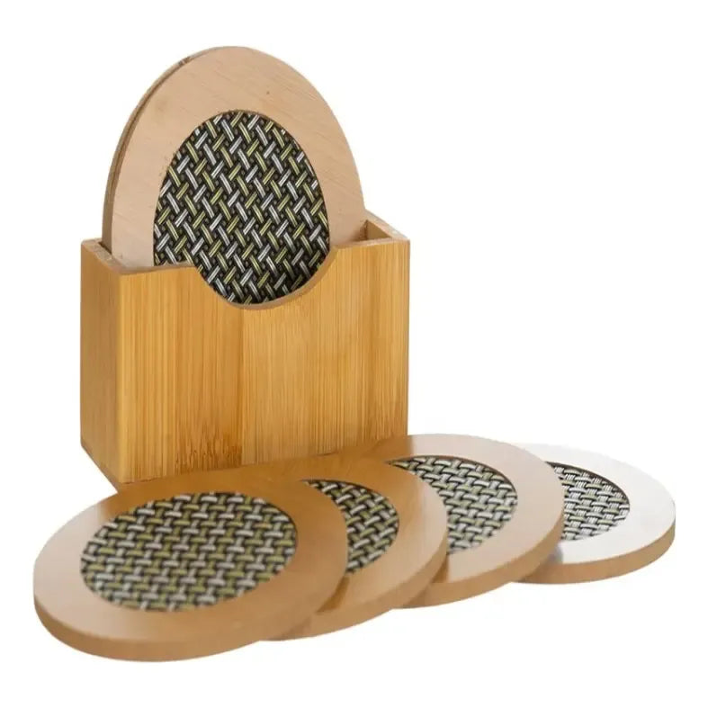 Pack 6 Posavasos De Madera Elegantes Con Aislamiento Termico