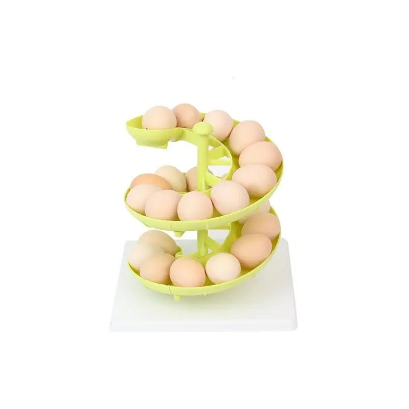 Dispensador De Huevos Espiral Cocina Soporte Plástico Verde