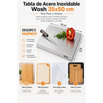 X2 Tabla Acero Inoxidable Wosh 35x50cm Para Picar Y Amasar Tabla Plateado