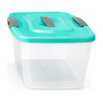 Caja Plastica Organizadora 6 Litros Transparente Tapa Wenco Color Verde Agua Rectangular