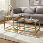 Mesa De Centro 2 Mesita Centro Cuadrada Y Rectangular Nido Dorado