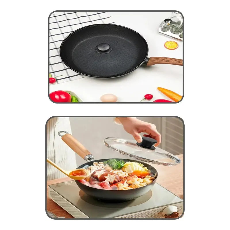 Tapas De Vidrio Y Anti Salpicadura Olla Sarten 18 Cm Negro