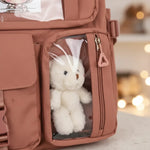 Mochila Escolar Kawaii Estilo Coreano Juvenil Viaje Colegio Terracota Liso