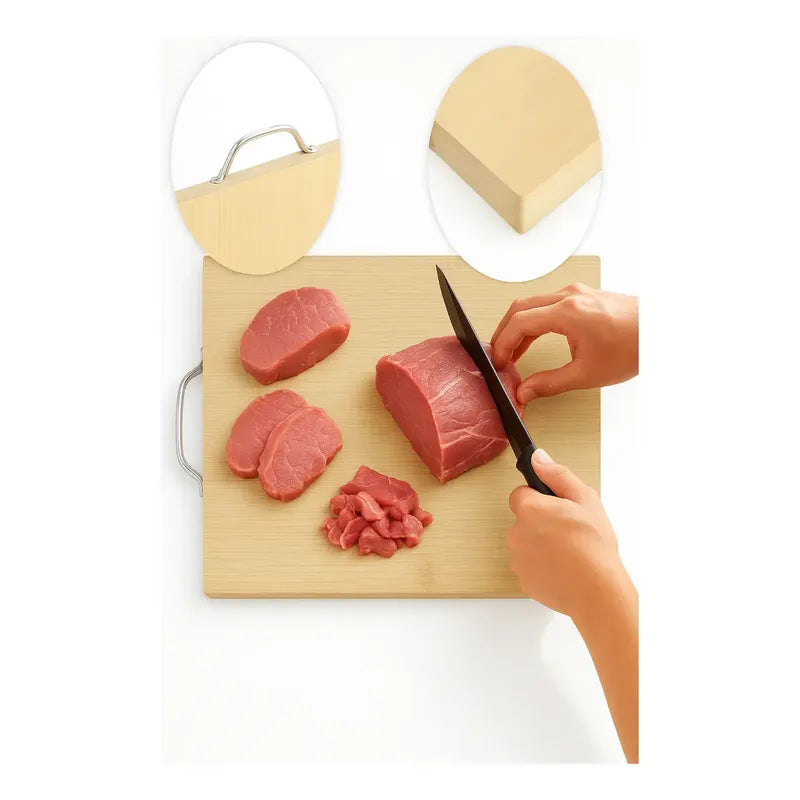 Tablas De Cocina De Bambu Para Cortar O Servir Mango 32x22cm Tabla Marrón
