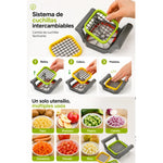 Cortador De Verduras Multifuncional Manual Con 3 Cuchillas Gris