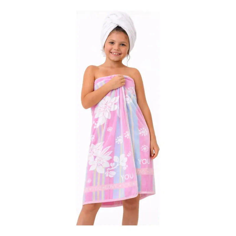 Toalla Microfibra Love Secado Rapido Grande Rosa 70 X 140 Cm