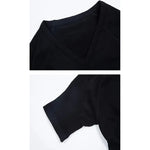 Camiseta Modeladora Manga Corta Con Cuello En V Sin Costura Negro Xl-xxl