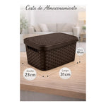 X3caja Organizadora Canasto Plastico Rattan Con Tapa 23x31cm