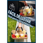 Bandeja De Bambú Para Snacks Picoteo Tapa Y Asa Superior Bambú