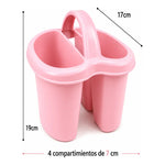 Escurridor Organizador Cubiertos 4 Divisiones Plastico Rosa Claro