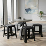 Piso De Plastico X4 Taburete Cuadrado Apilable Asiento 45cm Mate Texturizado Negro