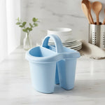 Escurridor Organizador Cubiertos 4 Divisiones Plastico Celeste
