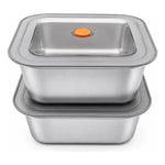 X2 Recipiente Acero Inoxidable Con Tapa Reutilizable 500 Ml Plateado
