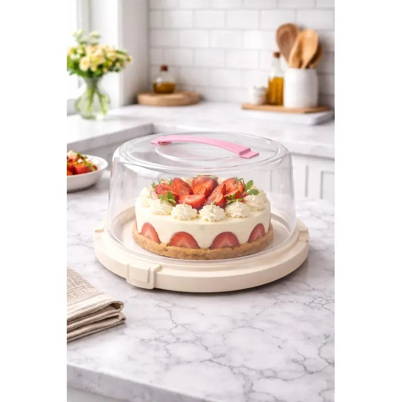 Mini Bandeja Porta Torta Campana Plástica Con Manija Alta