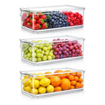 X2 Caja Organizadora Refrigerador Con Tapa Y Mango Grande Blanco