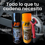 Kit Lubricante Desengrasante Cadena Moto Cepillo Huangbo Anticorrosivo Larga Duracion Limpieza Profunda Cadenas Oring Xring Zring Resistente Agua Uso Profesional Trabajo Pesado Rutas Largas Adherencia