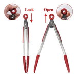 Pinza Multiuso De Acero Inoxidable Punta De Silicona Color Rojo