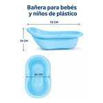 Bañera Bebe Niños Plástico Tina Bebe Ergonómica 78cm Liviana Celeste Lisa