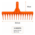 X2 Rastrillo De Jardin 14 Dientes Torcidos Metal Sin Mango Naranja
