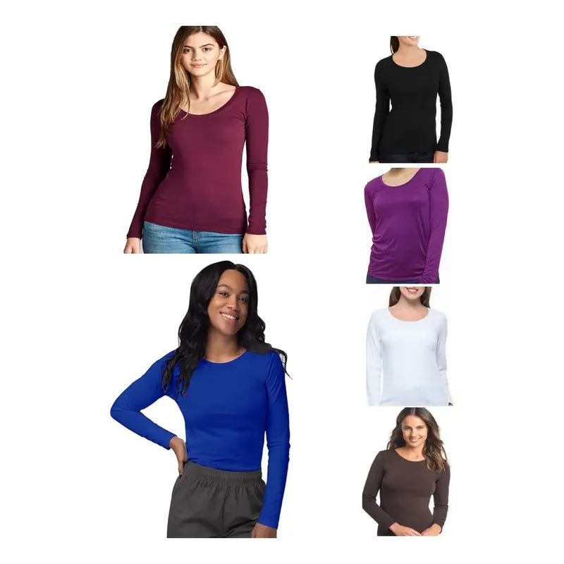 Pack 6 Camiseta De Mujer Primera Capa - Fibra De Bambú 100%