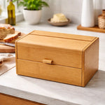 Caja Panera De Bambú Con Tapa Abatible Organizador De Cocina Madera Caja