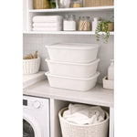 X3 Caja Cesta Organizadora Plastica Con Tapa Apilable 14ltrs