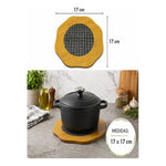 Pack 4 Posa Ollas Bambú Madera Antideslizante Resistente Flor Bambú
