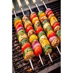 X6 Fierros Para Anticuchos Brochetas Asado Parrilla Acero Acero Inoxidable Mango Madera
