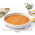 Bandeja Redonda De Servir De Melamina Grano De Madera 30cm