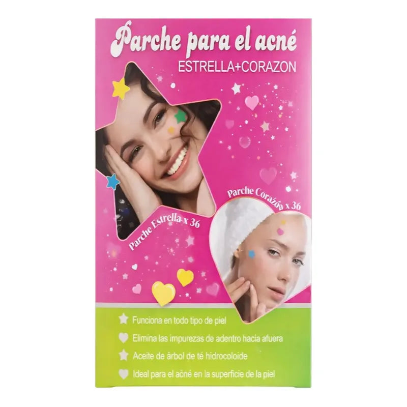 Parche Para El Acne Pack 36 Unid Corazon Estrella Dia /noche Todo Tipo De Piel Día/noche