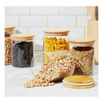 Pack De 3 Frascos De 500ml Con Tapa De Bambú Para Especias Color Transparente