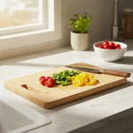 Tablas De Cocina De Bambu Para Cortar O Servir Mango 32x22cm Agarradera Marron Clara