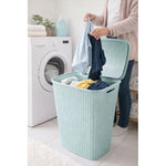 X2 Canasto De Plastico Para Ropa Sucia Con Tapa Calado Cesto Verde Con Tapa