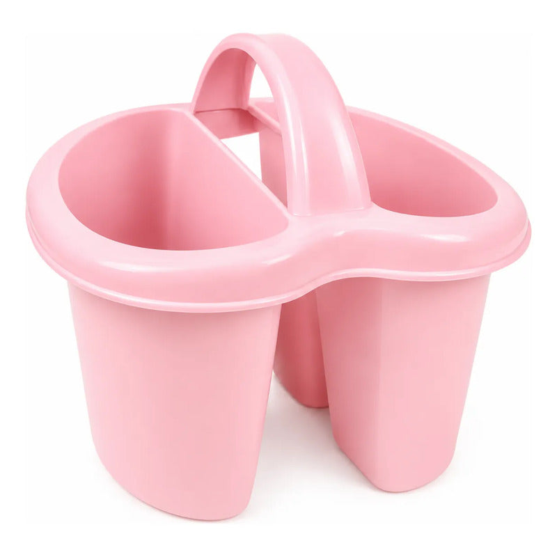 Escurridor Organizador Cubiertos 4 Divisiones Plastico Rosa Claro