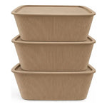 X3 Caja Cesta Organizadora Plastica Con Tapa Apilable 14ltrs