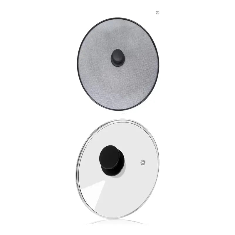 Tapas De Vidrio Y Anti Salpicadura Olla Sarten 18 Cm Negro