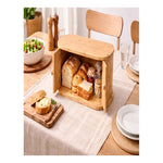 Panera De Bambu Natural Con Tapa Corredera Plegable Multiuso Madera Bambú Natural