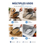 Pala Dosificadora Para Alimento De Perros Gatos Medidora Lisa Gris