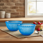 X2 Recipiente Ensalada Bowl Redondo Plastico Multiuso 1.5lts Azul