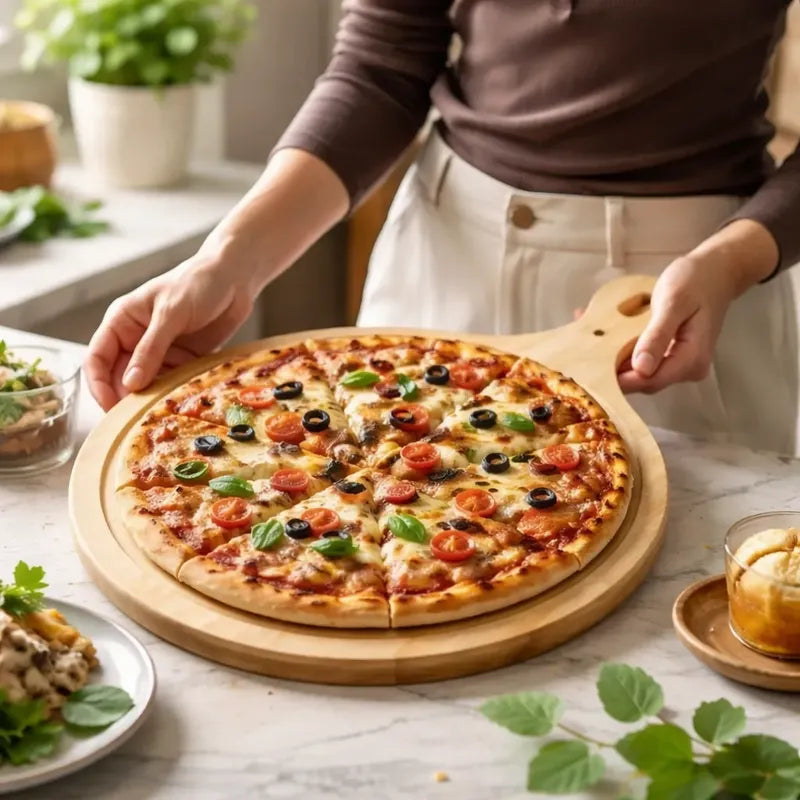 Tabla Para Picar Pizza De Bambu Con Mango Pizzera 50x35cm
