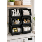 Organizador Gaveta Multiuso Apilable Ventilado Kendy Pack2 Negro