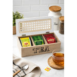 Caja De Madera Para Te 3 Divisiones Rectangular Organizador Madera-blaco
