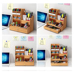 Organizador Portalapices Escritorio Oficina Con Cajon Madera