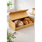 Caja Panera De Bambú Con Tapa Abatible Organizador De Cocina Madera Caja