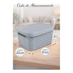 X3caja Organizadora Canasto Plastico Rattan Con Tapa 23x31cm