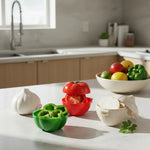 Set 5 Contenedores Conservación Frutas Verduras Refrigerador Cebolla-tomate-pimenton-ajo