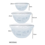 3 Recipiente De Ensalada Bowl Redondo Plastico Multiuso